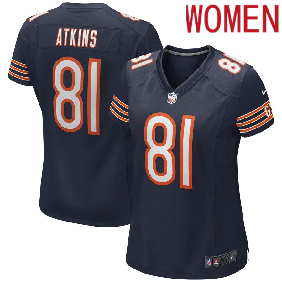 Women Chicago Bears 81 Doug Atkins Nike Navy Game Retired Player NFL Jersey